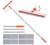 Alyvisun Lavavetri con Manico Telescopico [132cm], Professionale 2 in 1 Kit per Pulizia delle Finestre con Tergivetro in Silicone e 4 Tampone in Microfibra, Estensibile Tergivetro per Finestre Alte