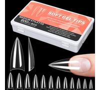 Alyvisun Punta Lunga Tips Unghie Mezza Copertura, 600PCS Tip in Gel per Unghie, 12 Dimensioni Tip Unghie Ricostruzione per Adatti a Manicure e Nail Art
