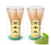 Alyvisun Set da 2 Fruste Matcha in Bambù con 76 Setole, Chasen Artigianale, Frusta Tradizionale per un Matcha Cremoso e Schiumoso, Ideale per la Cerimonia del Tè
