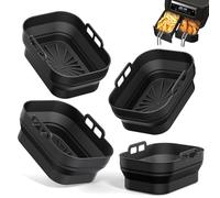 Alyvisun Set di 4 stampi in silicone per friggitrice ad aria calda, riutilizzabili, per friggitrici ad aria calda, in silicone, colore nero chiaro