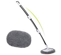Alyvisun Spazzola lavaggio auto curva a 15° con manico telescopico da 120cm e asta in lega di alluminio, 2 testine in chenille morbido per il lavaggio di auto, camion, SUV, camper