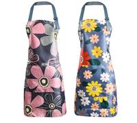 Alyxen 2 Pezzi Grembiule da Cucina Impermeabile per Chef BBQ Bar e Ristorante, Grembiule Regolabile con Tasche, Unisex per Uomo e Donna, Ideale per Cucina Professionale e Domestica