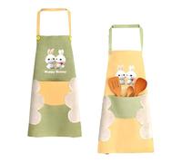 Alyxen 2 Pezzi Grembiule da Cucina Impermeabile per Chef BBQ Bar e Ristorante, Grembiule Regolabile con Tasche, Unisex per Uomo e Donna, Ideale per Cucina Professionale e Domestica (Giallo-verde)