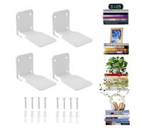 Alyxen Libreria Invisibile, Confezione da 4 Scaffali Sospesi per Libri, Scaffali Sospesi da Parete per Camera da Letto, Galleggianti, in Metallo, Stabile, per Ufficio, Cucina, Soggiorno (Bianco)