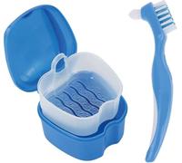 Alyze Vassoio per denti + spazzola - Blu - Per protesi - Staffa - Protesi - Vassoio per denti - Vassoio per la dentiera
