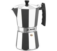 ALZA Kaldi Caffettiera Italiana 9 Tazze, Alluminio, Induzione, Tutti i Tipi di Cucine, Lavabile in Lavastoviglie, Manico in Fibra, Chiusura Ermetica