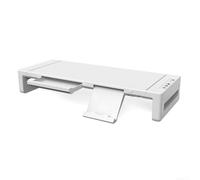 Alzamonitor in ABS per robusto con per porte USB Integrate Alzamonitor | per porte USB 3.0 multiple, rapida, riduci il caos dei cavi, ideale per ufficio e gaming(White)