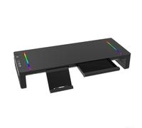 Alzamonitor in ABS per robusto con per porte USB Integrate Alzamonitor | per porte USB 3.0 multiple, rapida, riduci il caos dei cavi, ideale per ufficio e gaming(Black)