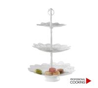 Alzata 3 piani per torte in metallo traforato bianco cm. 44