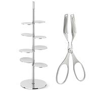 Alzata a 4 piani con pinza per dolci alzatina in acciaio inox 18/10 a servire