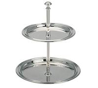 Alzata argentata con 2 ripiani, piccolo supporto da portata 16 cm, con 2 piatti, supporto decorativo a 2 piani, ideale per frutta, cioccolatini, noci, confetti o snack