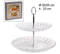 ALZATA CENTRO TAVOLA 2 RIPIANI LIVELLI IN VETRO DIAMANTE ALZATINA VASSOIO TORTE
