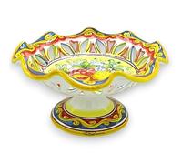 Alzata centrotavola fruttiera Smerlato e Traforato, Ceramica Caltagirone, 3 opzioni Misura (1Unità) Frutta Mista MD2 - Ø 30 cm