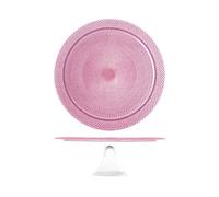 H&H Alzata Glam In Vetro Con Piede E Di Colore Rosa Cm33