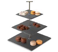 Navaris Alzata Dolci a 3 Livelli - Alzatina Frutta - Alzate Confettata - Alzatine Allestimenti Buffet - per Cupcake Torta Confetti - per Antipasti da Tavola - in Ardesia Nera