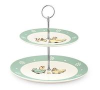 Alzata due Piani con Stampa Gallina diam 27/20x h 26 cm