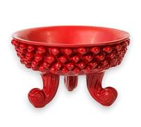Alzata fruttiera centrotavola Pigna con 3 Piedi, Ceramica siciliana, Ø 32 cm, h 18 cm ca. (1Unità) con Varie opzioni Colore - Rosso