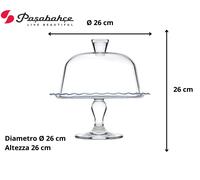 Pasabahce Alzata Petit Patisserie Con Cupola Cm 26, Vetro Trasparentre