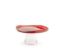 Alzata In Vetro Trasparente Mush Rosso, 21Cm