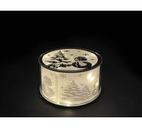 Alzata natalizia H&H 15x10cm in vetro effetto glitter con led