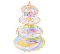 Alzata per Cupcake con Unicorno - Decorazioni per Feste di Compleanno di Unicorno per Ragazze Bambini Alzata per Cupcake in Cartone a 3 Livelli Forniture per Baby Shower a Tema Corno di Unicorno