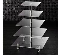 Alzata per cupcake in acrilico a 5 livelli, base extra spessa da 5 mm, grande torre per cupcake, supporto per torte a pi livelli, quadrato, tras