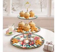 Alzata per cupcake natalizia a 3 piani, piatto per esposizione di frutta