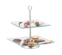 Alzata per dolci Vassoio a 2 livelli 28 cm Trasparente Alzata elegante 1,1 kg