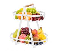 Alzata per frutta a 2 animali, 32 cm, cestino per frutta, pane, verdure, frutta, snack (bianco)