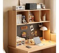 Alzata per Scrivania con Pannello Forato, Organizer da Tavolo in Legno | Organizer da Scrivania Libreria da Scrivania, Scaffale Salvaspazio per Ufficio e Casa(Natural,100x24cm/39.3x9.4'')