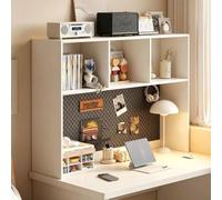 Alzata per Scrivania con Pannello Forato, Organizer da Tavolo in Legno | Organizer da Scrivania Libreria da Scrivania, Scaffale Salvaspazio per Ufficio e Casa(White,100x20cm/39.3x7.8'')
