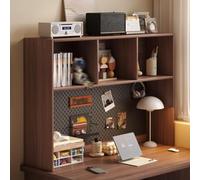 Alzata per Scrivania con Pannello Forato, Organizer da Tavolo in Legno | Organizer da Scrivania Libreria da Scrivania, Scaffale Salvaspazio per Ufficio e Casa(Brown,100x20cm/39.3x7.8'')