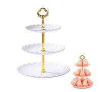 Alzata Per Torta a 3 Piani, Pastiglia Di Formaggio Frutta Dentt Biscuit Servings, Utilizzato In Tazza Di Carta Muffins, Festa, Compleanno, Supporto Per Espositore Da Sposa