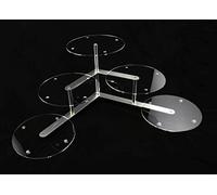 Alzata per torta, alluminio e plexiglas, etagere rotonda per matrimonio e buffet, 3 piani, 5 dischi, diametro: 30 cm