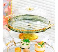 Alzata per torta con piatto per torta con coperchio e piatto per biscotti,