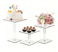 Alzata per torta in acrilico, torre espositiva per dessert a più ripiani, supporto per cupcake rotondo/quadrato trasparente e rimovibile, espositore per dessert, piccole torte e biscotti in acrilico t