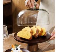 Alzata per torta in legno con piatto di frutta decorativo a cupola per torta