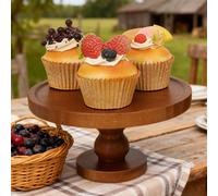 Alzata per torta in legno, piatto per frutta e snack, piatto da dessert rustico