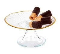 Alzata per torta in vetro con base dorata, 15,5 cm