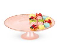 Alzata per torta in vetro rosa con piedistallo, 28 cm