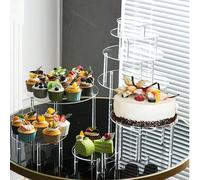 Alzata per torta rotonda in acrilico, rastrelliera per esposizione di dolci per feste di compleanno e matrimoni, ripiano espositivo in cristallo trasparente D,4 serie ABCD,B,C,A,Set ABC3PMMA