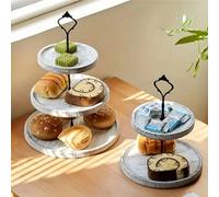 Alzata per torta rustica a 2/3 ripiani, vassoio rotondo da portata con manico, multiuso per dessert, snack, esposizione di frutta, elegante supporto per cupcake a più ripiani per feste e esposizione, 