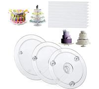 Alzata per torte a 3 livelli, 9/12/16 cm, set di bastoncini di plastica trasparente, multistrato, impilati, decorazione per torte, dessert, feste di compleanno, baby shower, forniture per matrimoni
