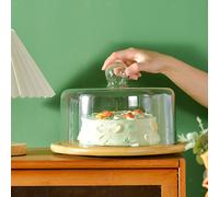 Alzata per torte in legno con cupola, piatto da portata per insalata per