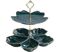 Alzata per Torte Moda Piatto da Dessert in Ceramica Doppio Piatto da Dessert Tavolo per Torta Pasticceria Multistrato Candy Fruit Stand per Festa di Compleanno di Nozze, C