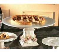 Alzata piatto con piede per torte da tavola in Porcellana Capodimonte italiana
