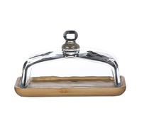 Alzata rettangolare per torte e cupcakes, piatto con coperchio in legno e vetro, supporto per sandwich, ciambelle e dessert