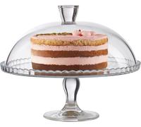 Alzata tonda per dolci in vetro con cloche in vetro