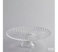 EDG Enzo De Gasperi Alzata Rotonda con Rombi H 10 Cm D 32 Cm Trasparente