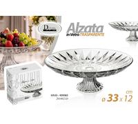 Alzata vetro trasparente tonda dolci torta centrotavola porta frutta 32x11 cm